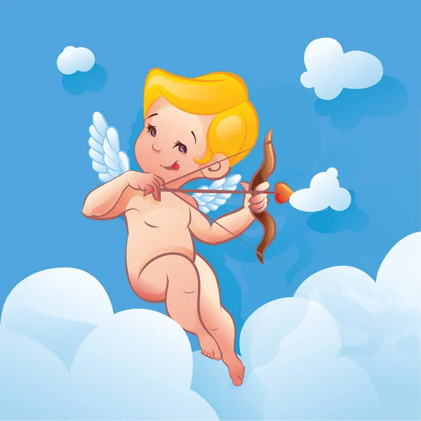 Silhueta Cupido Amor com arco e seta e bolha de fala — Vetor de Stock