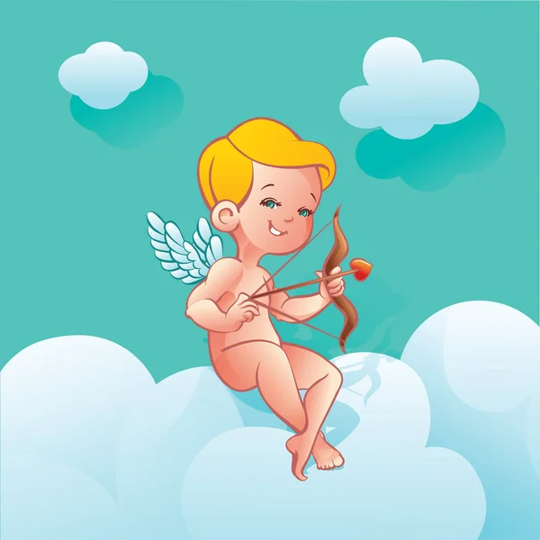 Silhueta Cupido Amor com arco e seta e bolha de fala —  Vetores de Stock