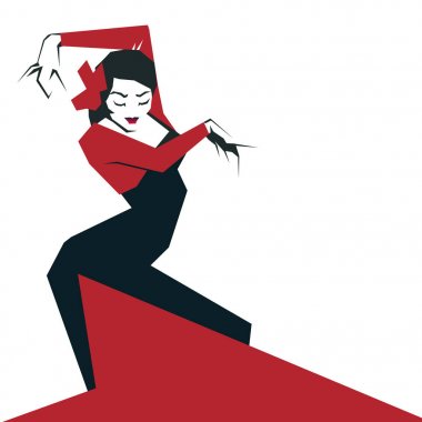 Flamenko dansçısı anlamlı etkileyici poz. Minimalost laconi