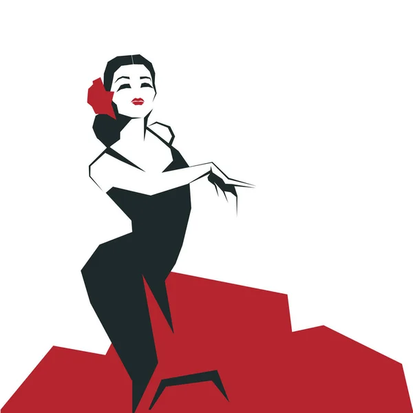 Танцовщица фламенко в выразительной впечатляющей позе. Фаллакони — стоковый вектор
