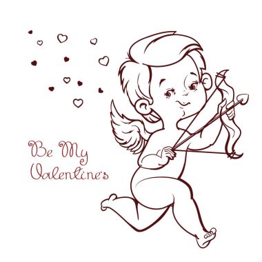 Aşk tanrısı kupa uçan archey yay ile avcılık. Müzik aşk tanrısı