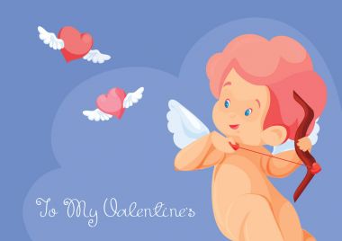 Ok ve yay ile oynarken aşk tanrısı uçan kalp avcılık 