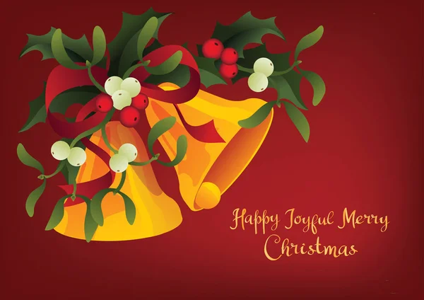 Christmas seasonal greeting card A Holly Jolly Merry Christmas and jingle bells — Stock Vector