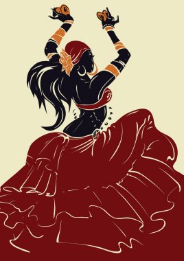 Tribal Fusion bellydance dansçı şablon siluet grafik tasarım