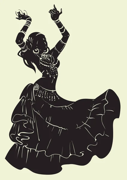 Племінний ф'южн дзвіниця танцювальний силует — стоковий вектор