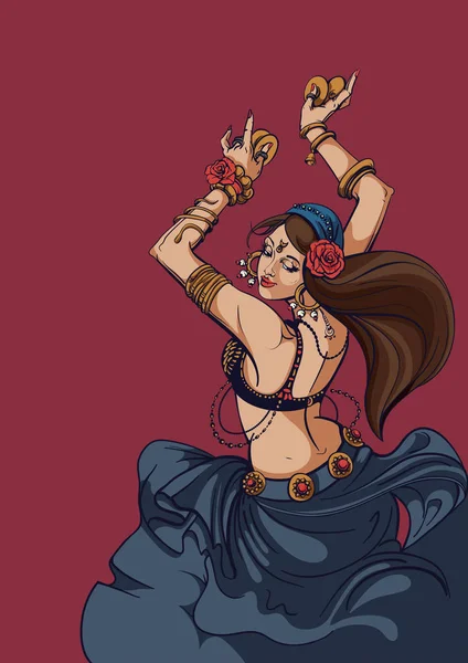 Suku Fusion bellydance penari grafis desain - Stok Vektor