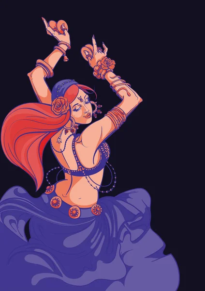 Tribal Fusion bellydance dansçı grafik tasarım — Stok Vektör