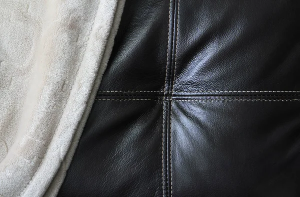 Leather Texture and Blanket — Stock Photo, Image