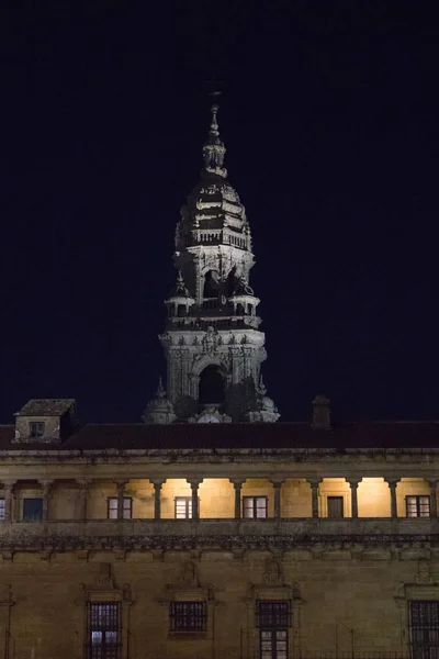 Santiago Compostela España 2018 Catedral Santiago Con Iluminación Contra Cielo —  Fotos de Stock