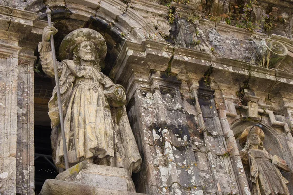 Santiago Compostela Spanyolország 2018 Szent Jakab Középkori Szobra Templom Homlokzatán — Stock Fotó