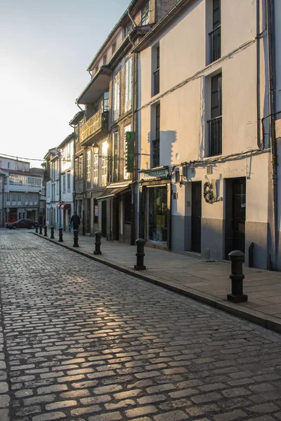 Santiago Compostela Punkt Orientacyjny Stara Wąska Średniowieczna Ulica Pusta Ulica — Zdjęcie stockowe