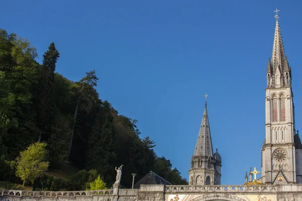 Sanktuarium Matki Bożej Lourdes Francji Słynne Religijne Centrum Pielgrzymów Widok — Zdjęcie stockowe