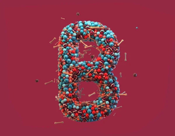 Rendering Colorful Alphabet Small Chocolate Skulls Sugar Bones Single Uppercase — Stock Photo, Image