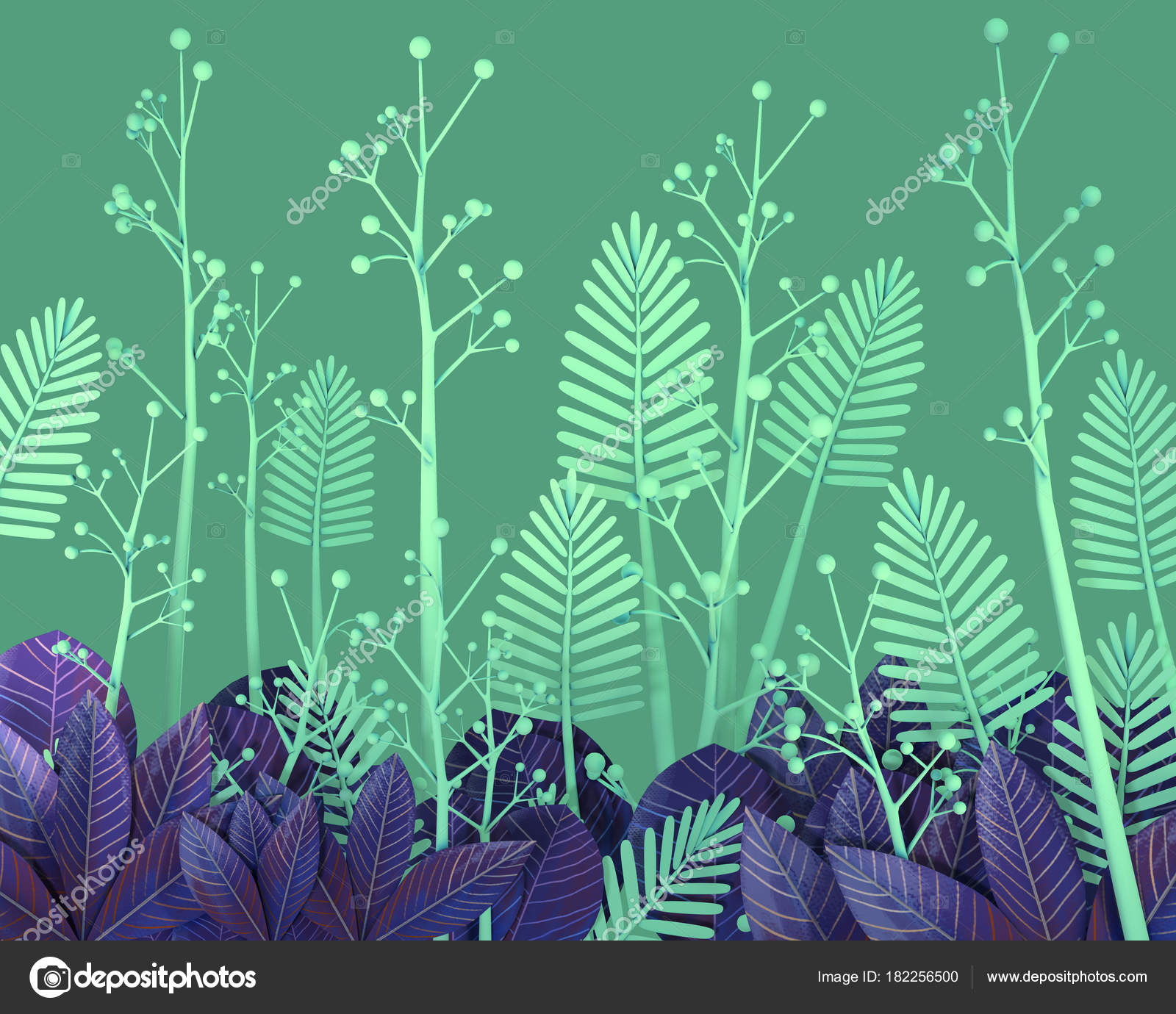 Cartoon Stylized Abstract Foliage Jungle Green Background — Stock Photo