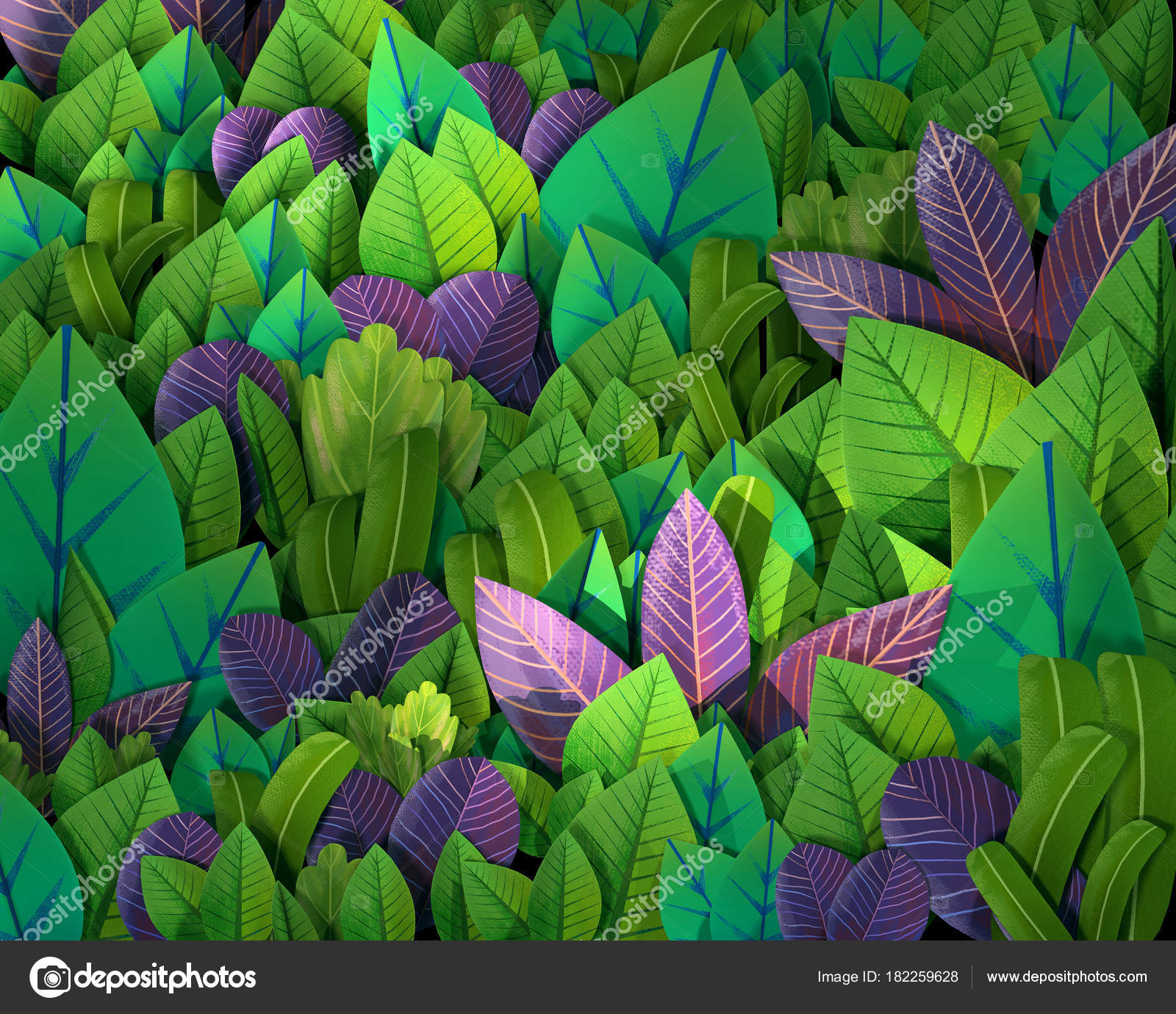 Cartoon Stylized Abstract Green Foliage Jungle Background Stock Photo by  ©BugFish 182259628