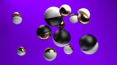 3D rendering grup soyut Küre. 