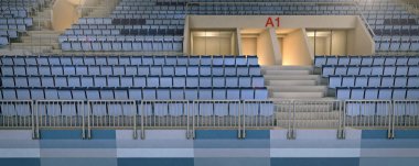 3D hokey Stadyumu oluşturma bir boş oturma satırları ile 