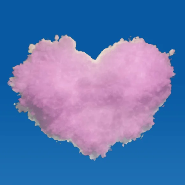 Representación Corazón Forma Nube Rosa Aislado Sobre Fondo Azul — Foto de Stock
