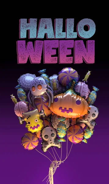 Rendering Van Happy Halloween Wenskaart Gestileerde Cartoon Halloween Spandoek Poster — Stockfoto