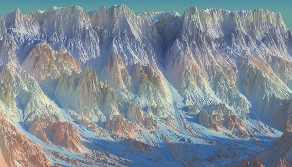 Darstellung Einer Malerischen Landschaft Bei Sonnenaufgang Auf Einem Fremden Planeten — Stockfoto