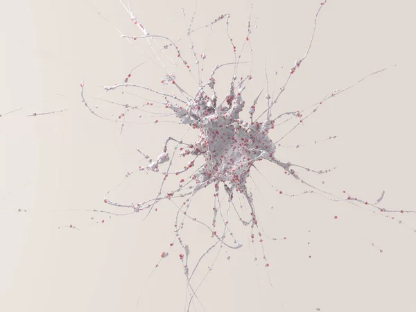 Renderowania Neuron Komórki Ośrodkowego Układu Nerwowego Neuronowe Ścieżki Mózgu — Zdjęcie stockowe