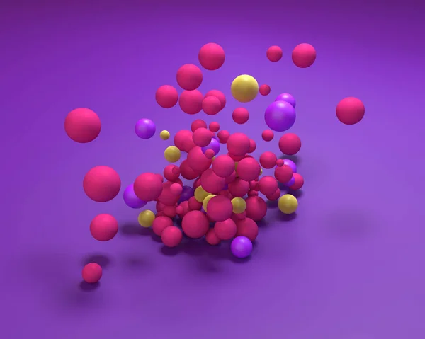 Representación Bolas Goma Rebotando Fondo Abstracto Con Brillantes Esferas Colores — Foto de Stock