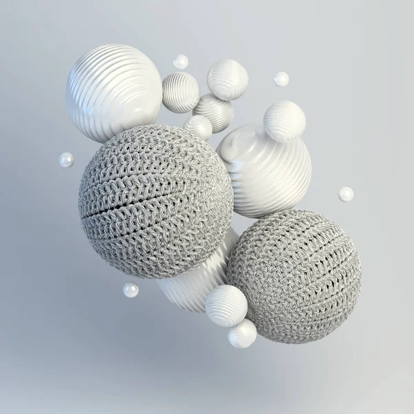 küreler kayan 3d render. Gri ve beyaz soyut kompozisyon. 
