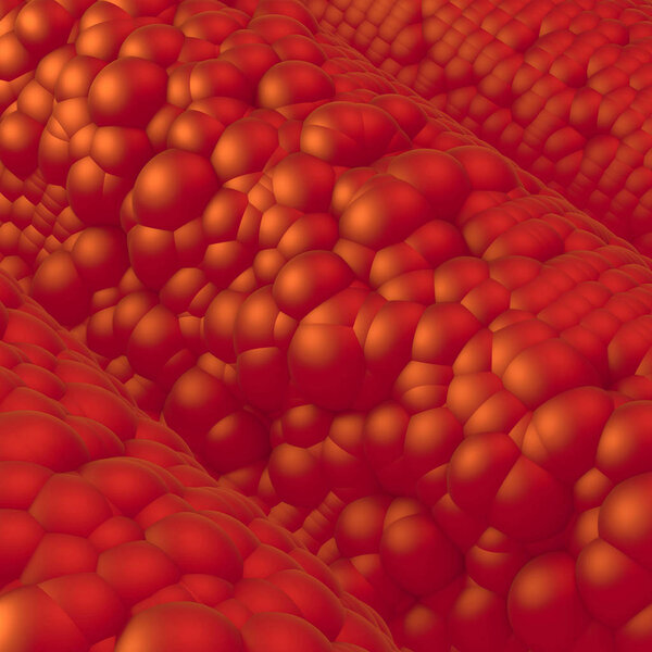 3d rendering of spherical surface. Abstract background with many glossy plastic spheres.  Micro division cells. 