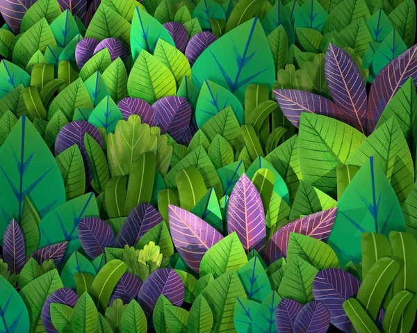 Cartoon Stylized Abstract Green Foliage Jungle Background — Stock Photo, Image