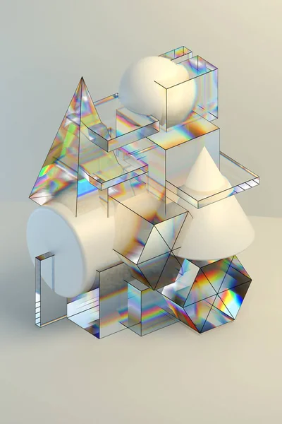 Komposisi Abstrak Dari Benda Geometris Persimpangan Bentuk Sederhana Stok Foto Bebas Royalti