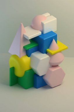 Geometrik soyut kompozisyon basit şekilleri kesişim organları