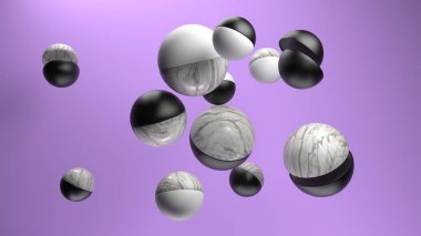 3D rendering grup soyut Küre. 