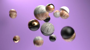 3D rendering grup soyut Küre. 
