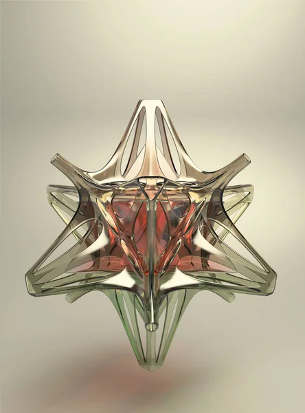 Polihedron Struktur Geometris Abstrak Dengan Bentuk Segitiga — Stok Foto