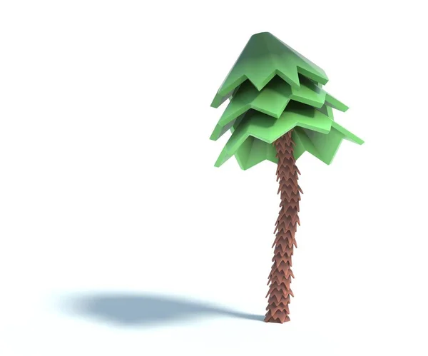卡通杉木树渲染 简单的绿色松树 阴影在白色背景下被隔离 一套风格化的针叶树 — 图库照片