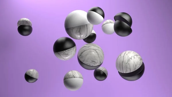 3D rendering grup soyut Küre. 