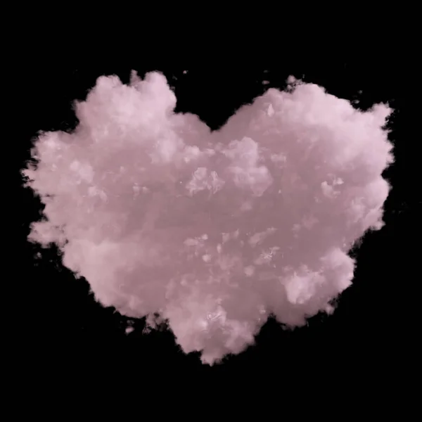 Rendering Heart Shaped Pink Cloud Isolated Black Background Set Variations — Stock Photo, Image