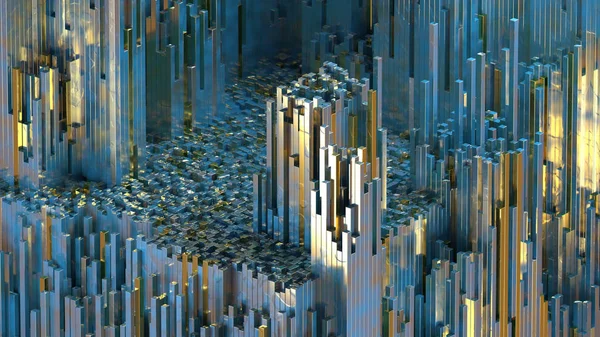 渲染多色立方体的抽象山脉 — 图库照片