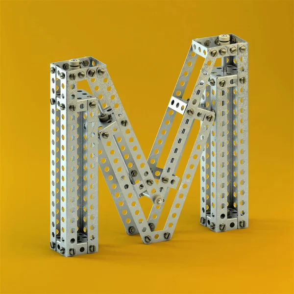 Rendering Alphabet Buchstabe Mit Metallkonstruktor Stil Alter Werbeschilder Isoliert Auf — Stockfoto