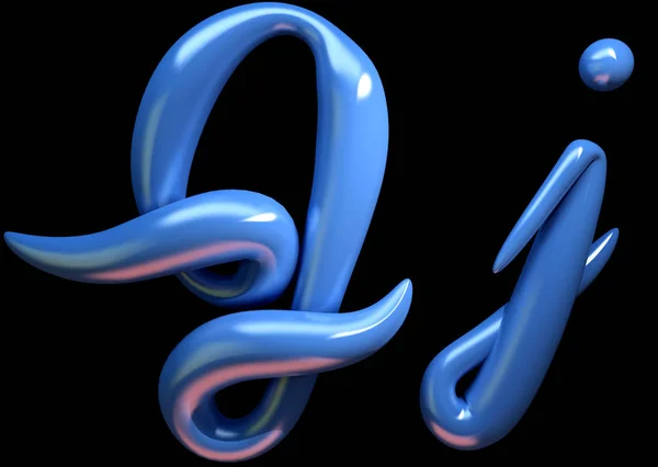 Odręczny Niebieski Plastik Alfabet Litery Czarnym Tle — Zdjęcie stockowe