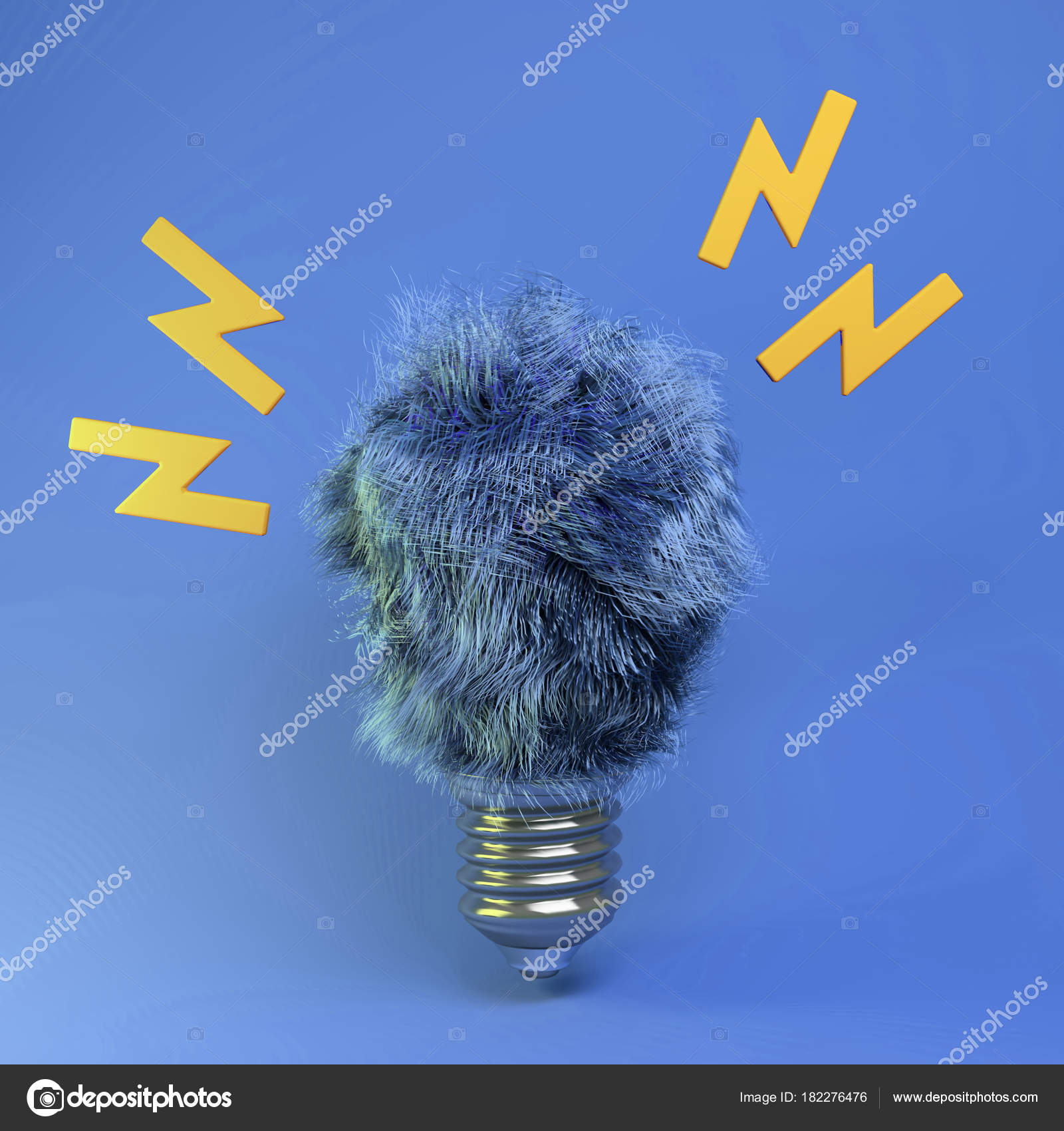 Rendering Fur Lightbulb Fake Lamp Green Eco Energy Design Idea — Stock