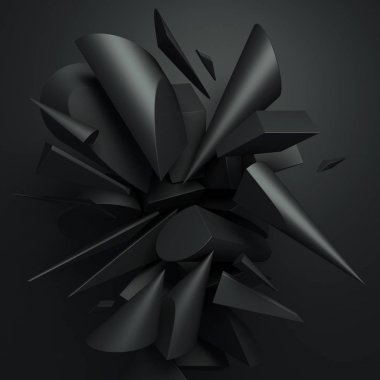 3D soyut render koyu gri arka plan üzerinde geometrik siyah silindir