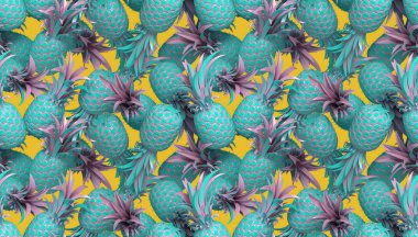 parlak pastel ananas seamless modeli 3D render yaz için eğlenceli bir arka plan. Canlı renkler moda poster 