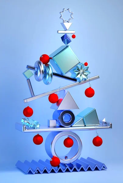 Representación Árbol Navidad Abstracto Moderno Abeto Artificial Estilizado Hecho Objetos — Foto de Stock