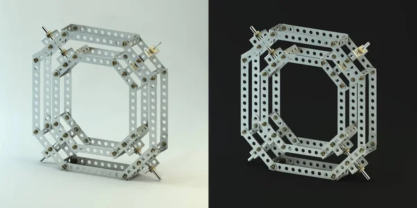 Rendering Metalen Constructor Lettertype Met Klinknagels Schroeven Gebouw Kit Lettertype — Stockfoto
