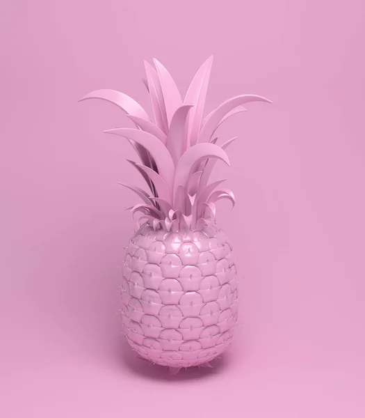 呈现明亮多汁菠萝为夏季有趣的背景 时尚的海报 鲜艳的色彩 柔和的粉红色 — 图库照片