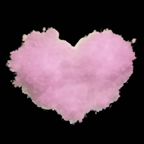 Rendering Heart Shaped Pink Cloud Isolated Black Background Set Variations — Stock Photo, Image