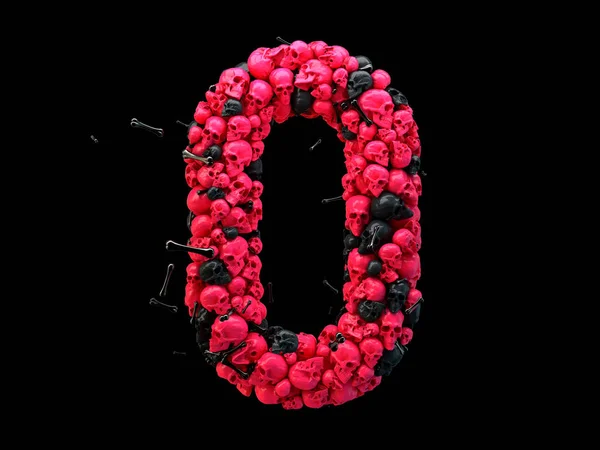 Renderowania Litery Alfabetu Czaszki Kości Czcionki Kolorowe Różowy Czarny — Zdjęcie stockowe