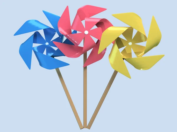 Cartoon Stylized Colorful Windmills — Stock Photo, Image