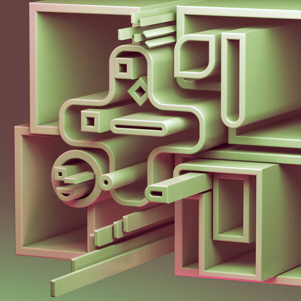 Rendering Abstract Geometric Composition Simple Shapes Different Depths — Stock Photo, Image